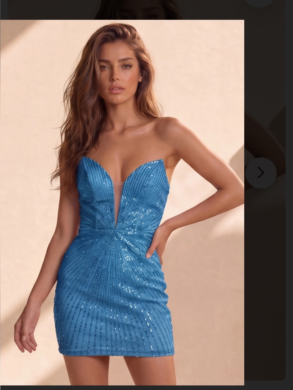 Jovani Strapless Sequin Mini Dress in Bright Blue. Worn once for homecoming.